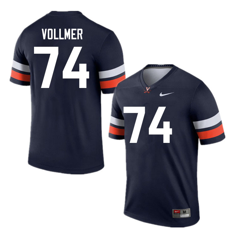 Men #74 Gerrik Vollmer Virginia Cavaliers College Football Jerseys Sale-Navy - Click Image to Close